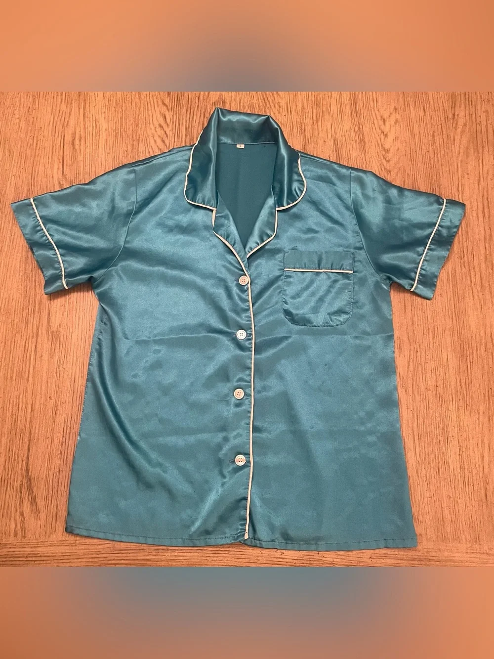 Women’s silky pajama top, small, teal